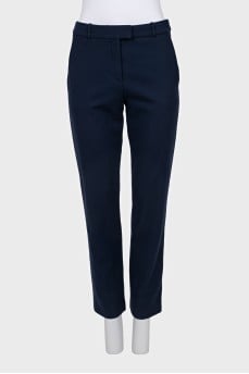Mid-rise blue wool trousers