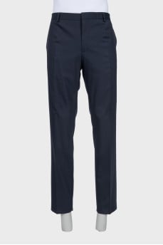 Men's dark blue straight-leg trousers