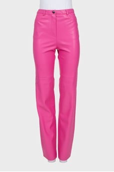 Pink faux leather trousers