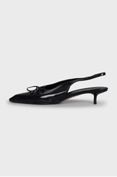 Black kitten heel slingbacks