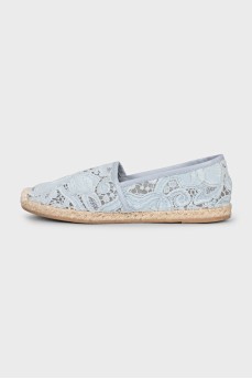 Blue espadrilles with embroidery