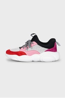 Combined leather sneakers with a chunky sole