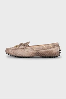 Textured leather moccasins