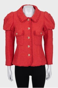 Tweed jacket with voluminous shoulders