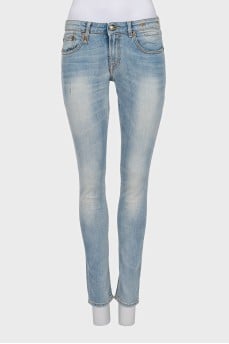 Light blue skinny fit low rise jeans