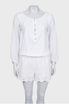 Jumpsuit with shorts decorated with lace
