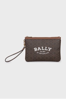 Brown wallet with branded print and logo