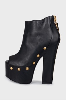 High heel ankle boots with open toes