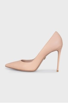 Beige leather stiletto heels