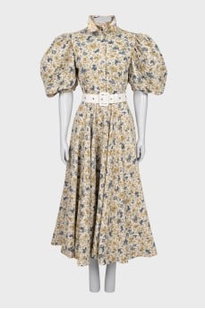 Floral print puff sleeve dress