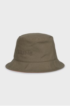 Green Panama hat with embroidered logo
