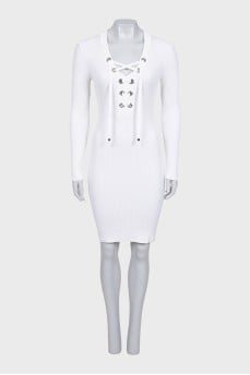 Fitted dress with lacing