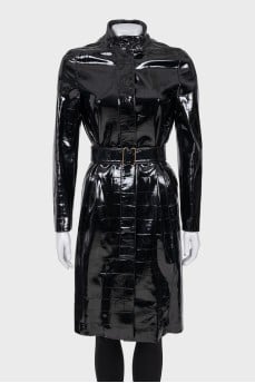 Patent leather raincoat