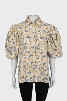 Floral print shirt with short sleeves