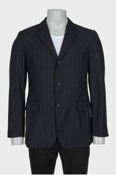Men's striped wool button-down jacket