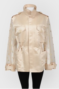 Turtleneck jacket with flowers