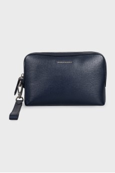 Men's blue leather bag