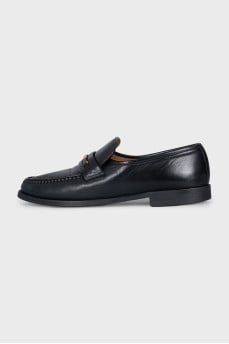 Men's leather loafers with gold trim