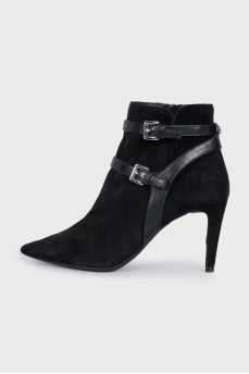 Suede ankle boots with strappy heels