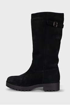 Suede slip-on boots