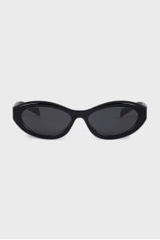 Black oval sunglasses with logo