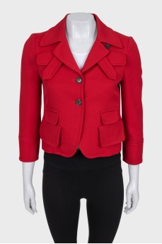Cropped red wool jacket