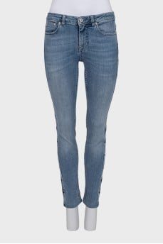 Blue skinny fit jeans with a star print