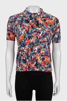 Fitted jumper with abstract print