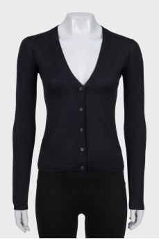 Black cashmere and silk cardigan