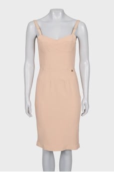 Beige fitted dress with straps