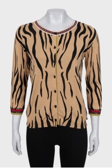 Cardigan with decorated sleeves