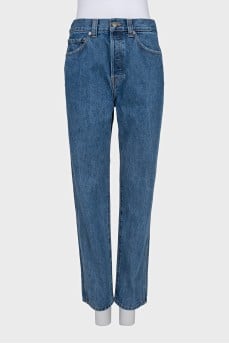 Blue straight fit jeans with pockets