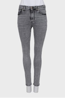 Сірі джинси skinny fit з високою талією