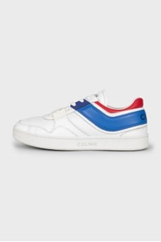 Leather sneakers with combined inserts