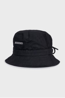 Black Panama hat with silver logo