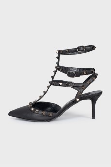 Шкіряні чорні слінгбеки Rockstud
