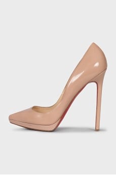 Beige leather stiletto heels