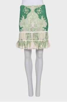 Printed silk skirt with frill
