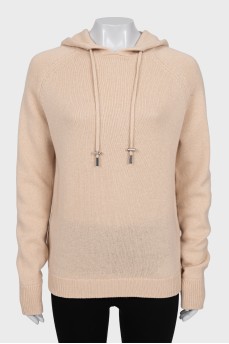Straight hoodie made of merino wool and cashmere