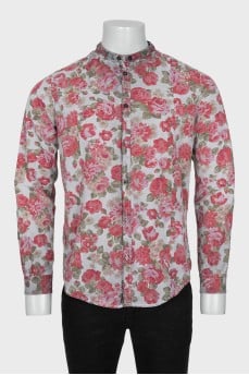 Men's straight-cut floral print shirt