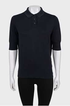 Blue polo shirt with straight buttons