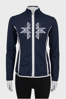 Cardigan with a zipper decorated with rhinestones
