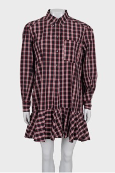 Loose plaid shirt dress
