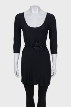 Black blouse with a rhinestone belt