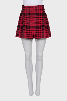 Plaid pleated shorts