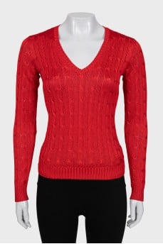 Red silk pullover