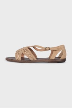 Suede flat sandals