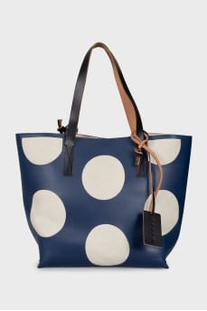 Leather and suede tote with magnetic closure