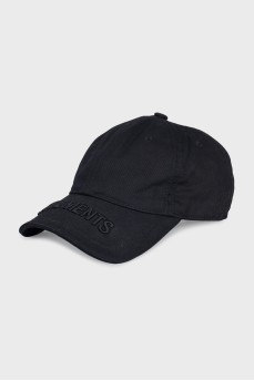 Men's black cap with embroidery
