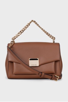 Brown leather satchel bag